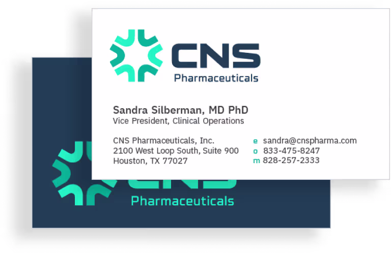 CNS Pharmaceuticals business cards mockup