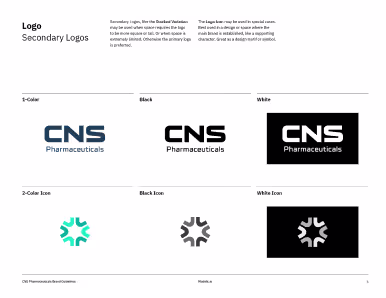CNS Pharmaceuticals Brand book page example