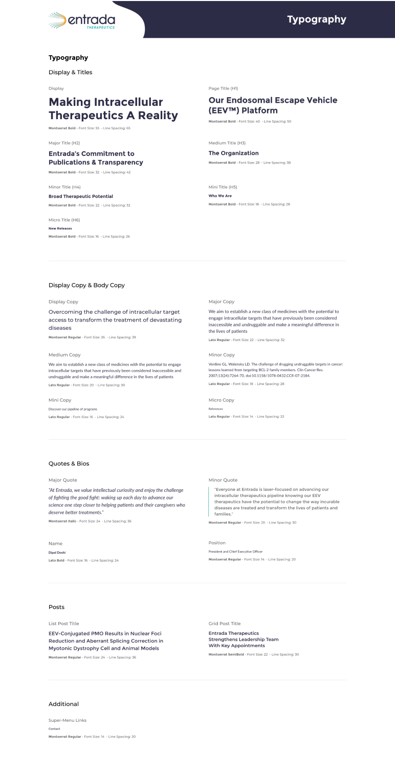 Entrada therapeutics web font styles